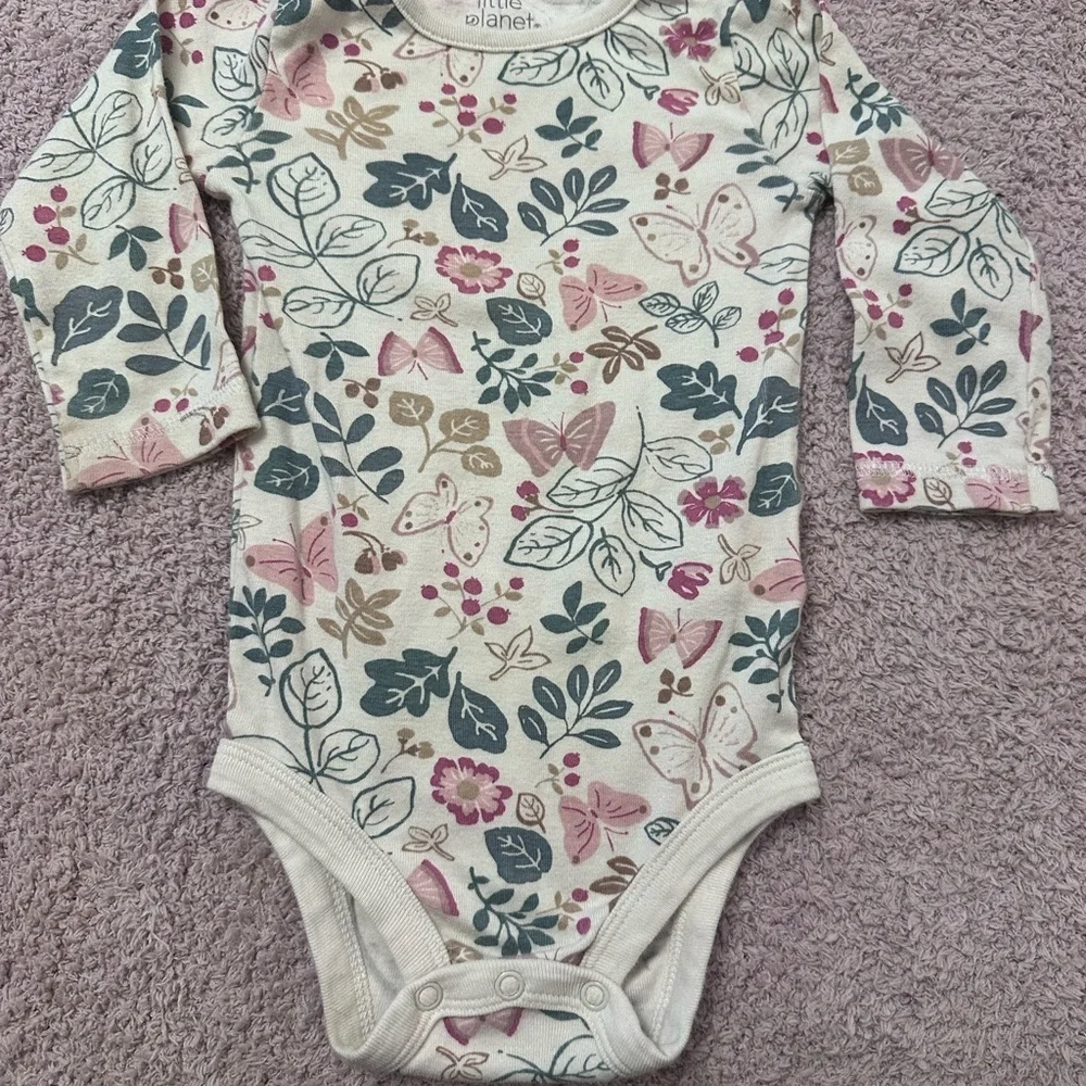 Little Planet Organic by Carter’s 12M Long Sleeve Bodysuit Set Floral Birds Baby